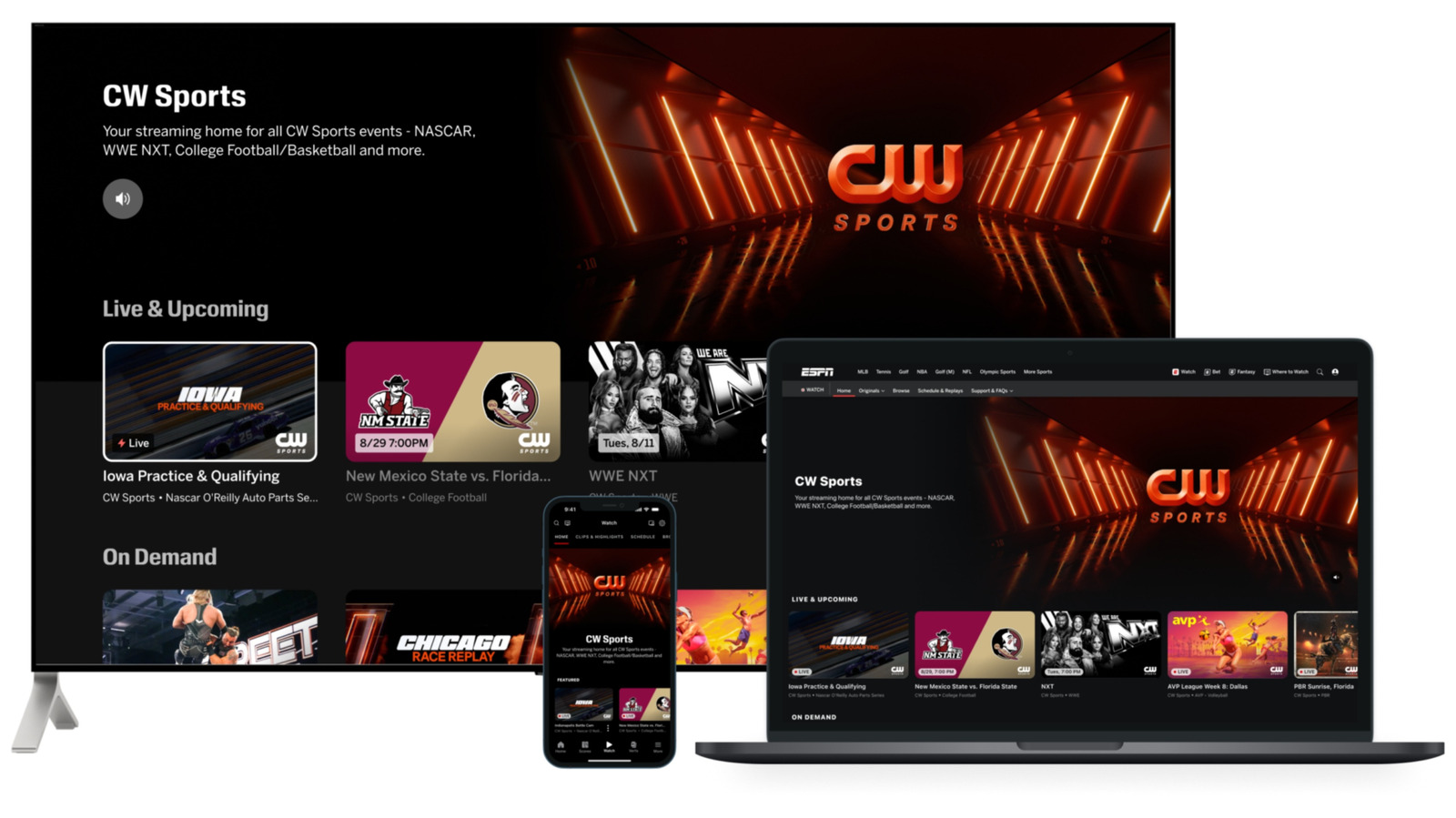 De live sportprogrammering van The CW komt op 4 augustus naar ESPN