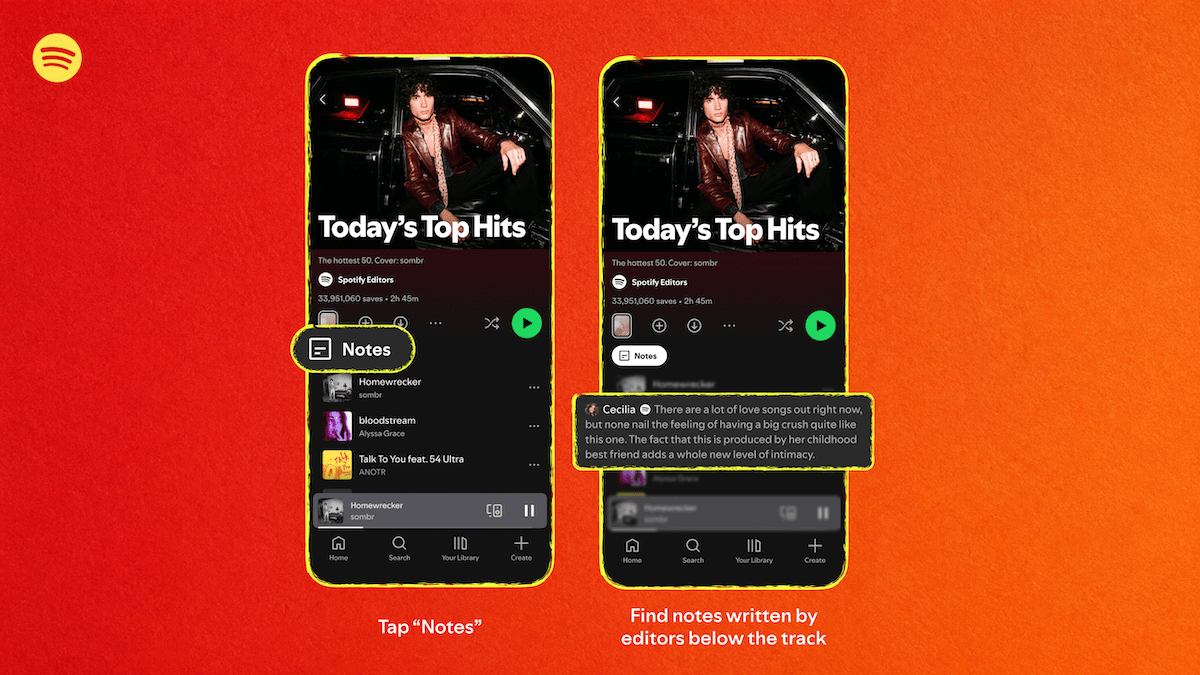 Met de nieuwe Playlist Notes van Spotify kunnen gebruikers en redacteuren hun nummerkeuze uitleggen
