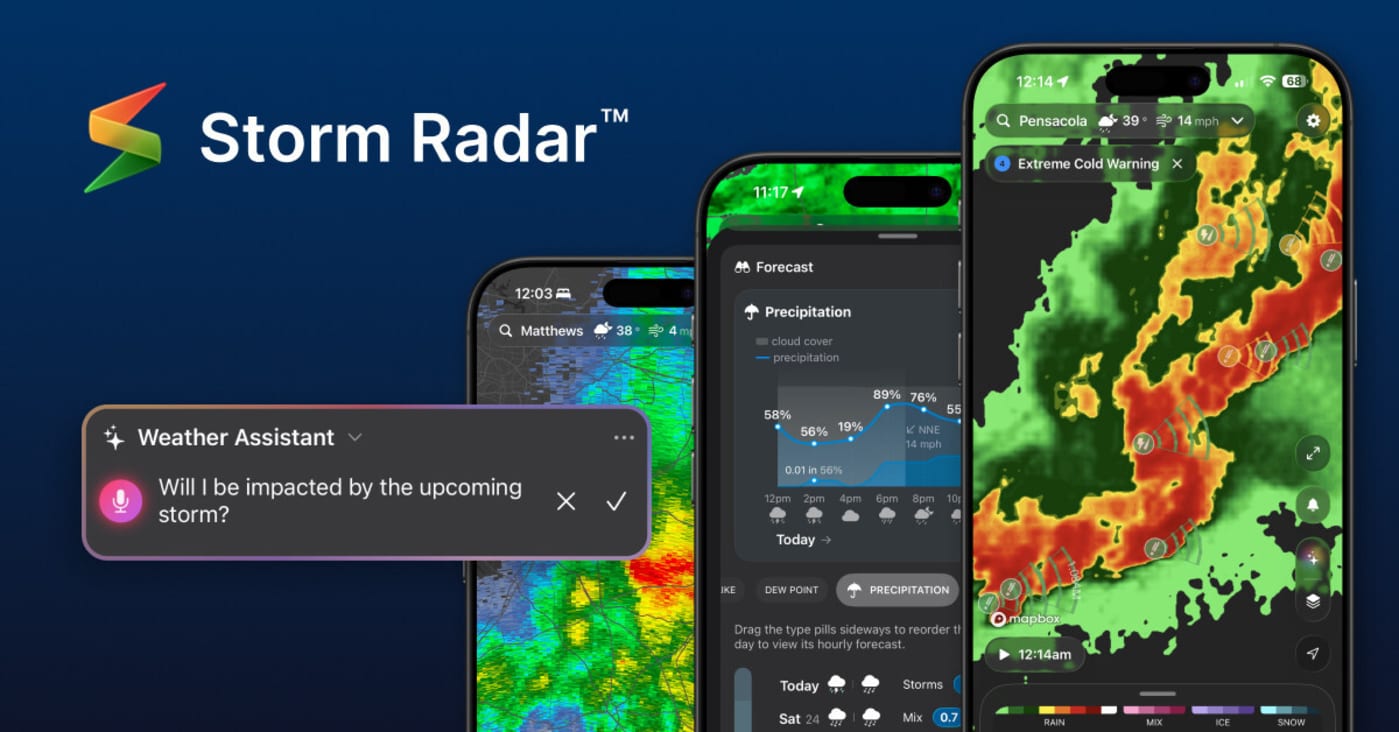 De nieuwe Storm Radar-app is een schat aan gegevens voor weernerds