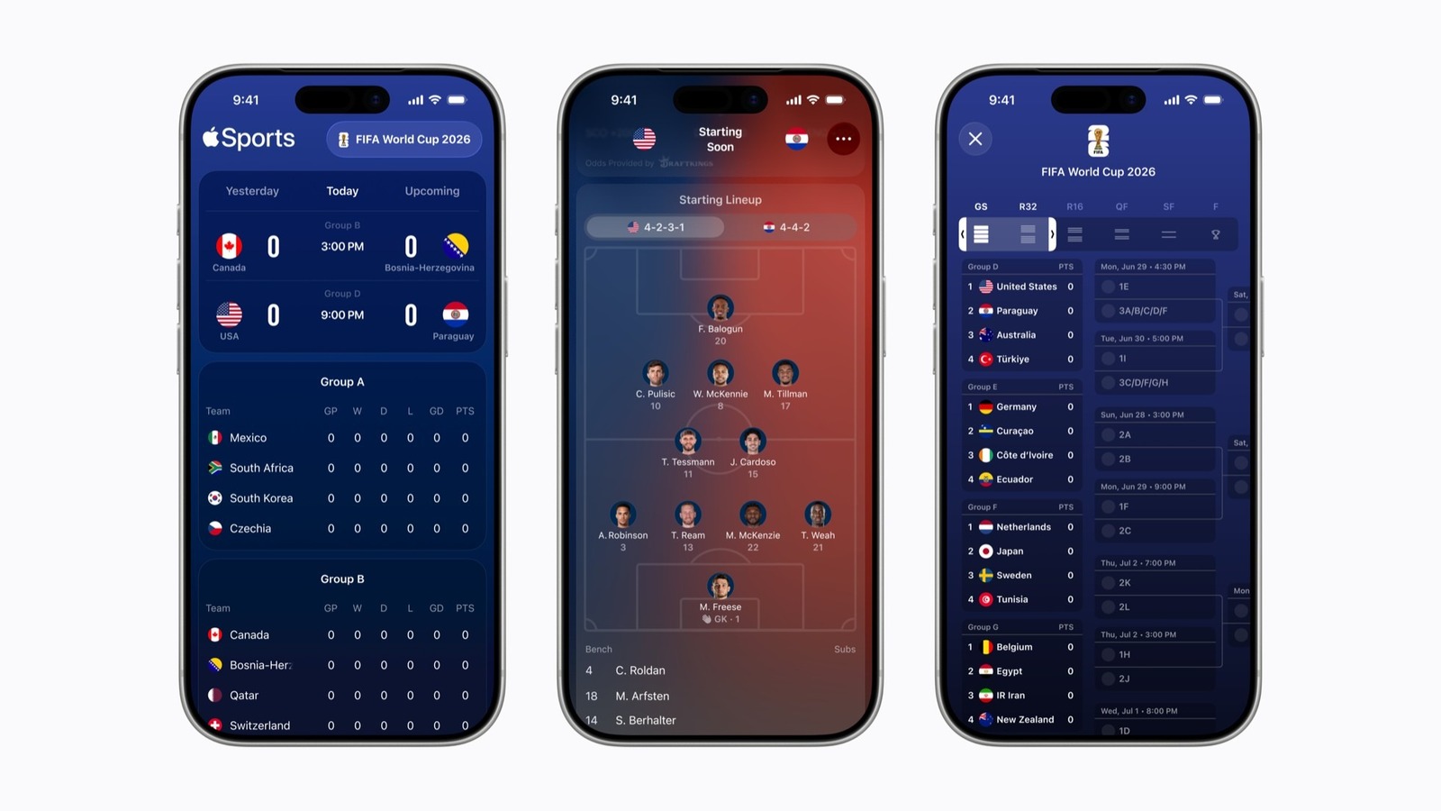 De Apple Sports-app wordt voorafgaand aan het WK uitgebreid naar 90 nieuwe markten