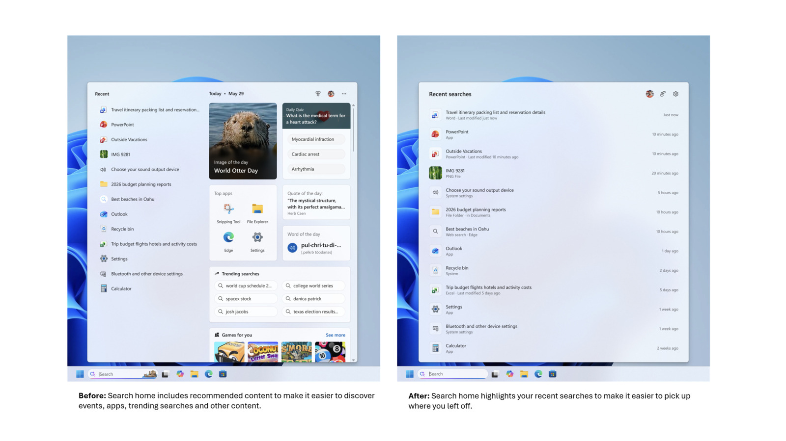 Microsoft maakt het Windows-zoekvak gestroomlijnder en nuttiger