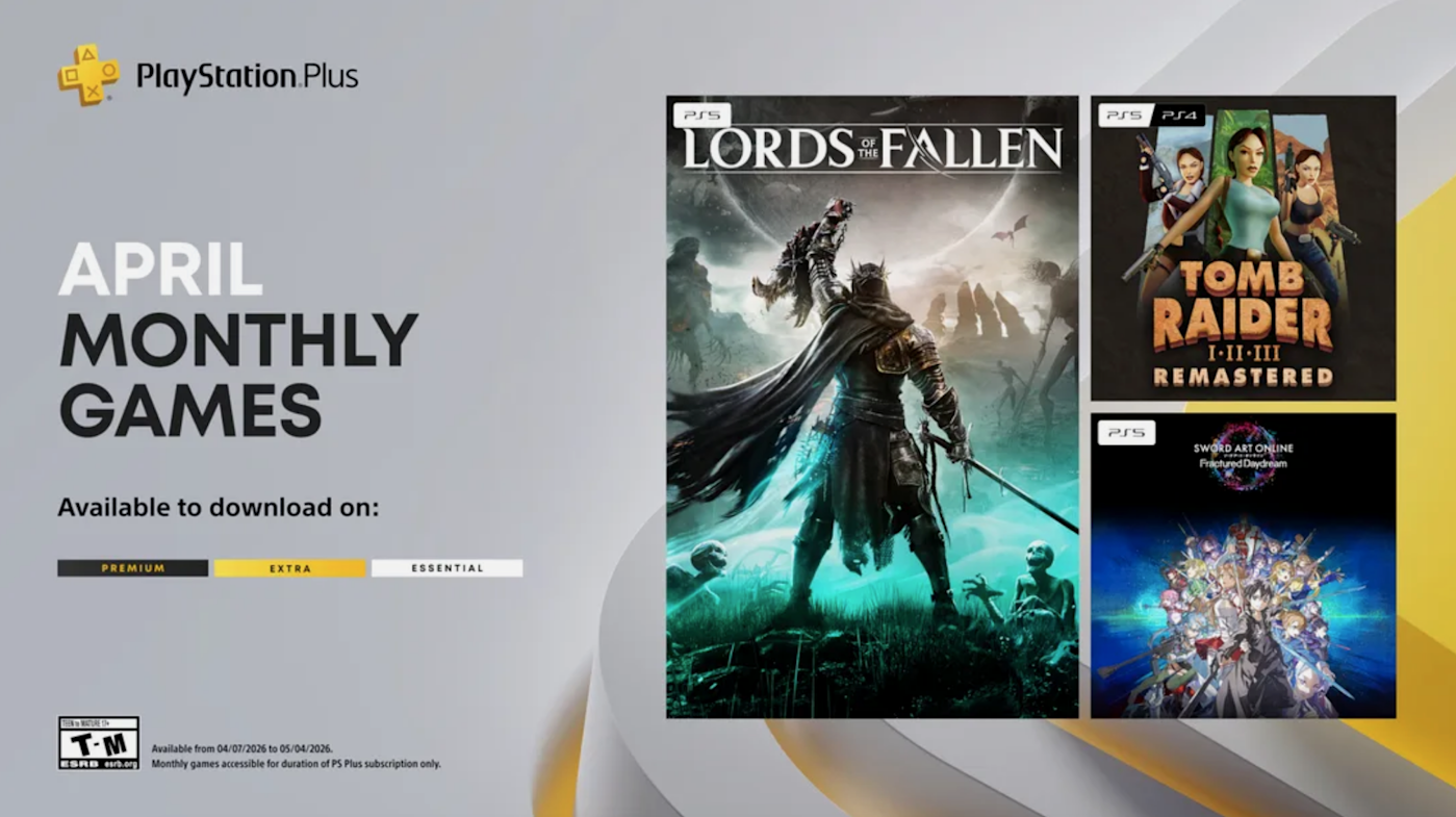 De PS Plus Monthly Games van april omvatten Lords of the Fallen en een drietal geremasterde Tomb Raider-ports