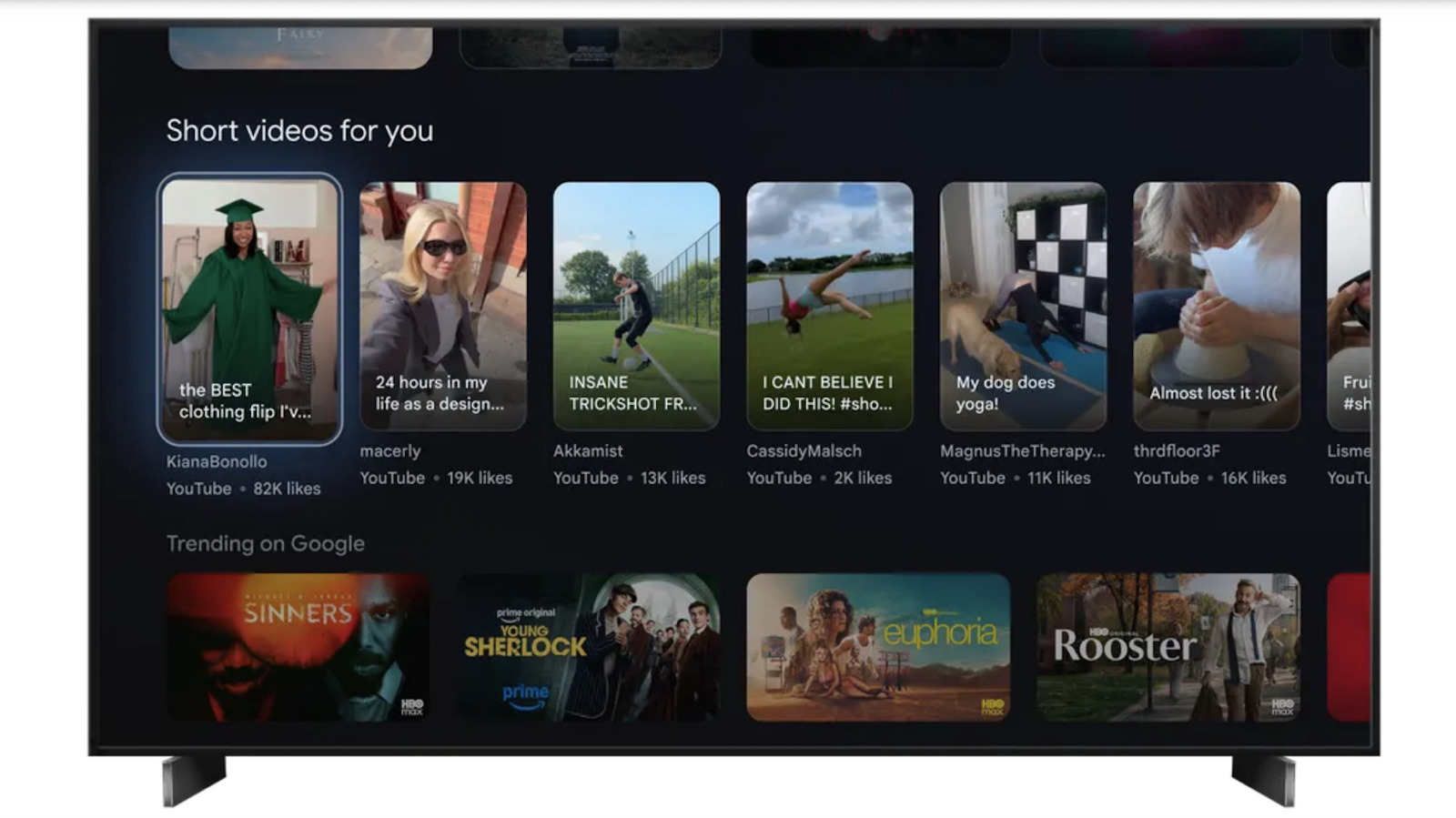 Het Google TV-platform zal binnenkort YouTube Shorts-video's rechtstreeks op de startpagina weergeven