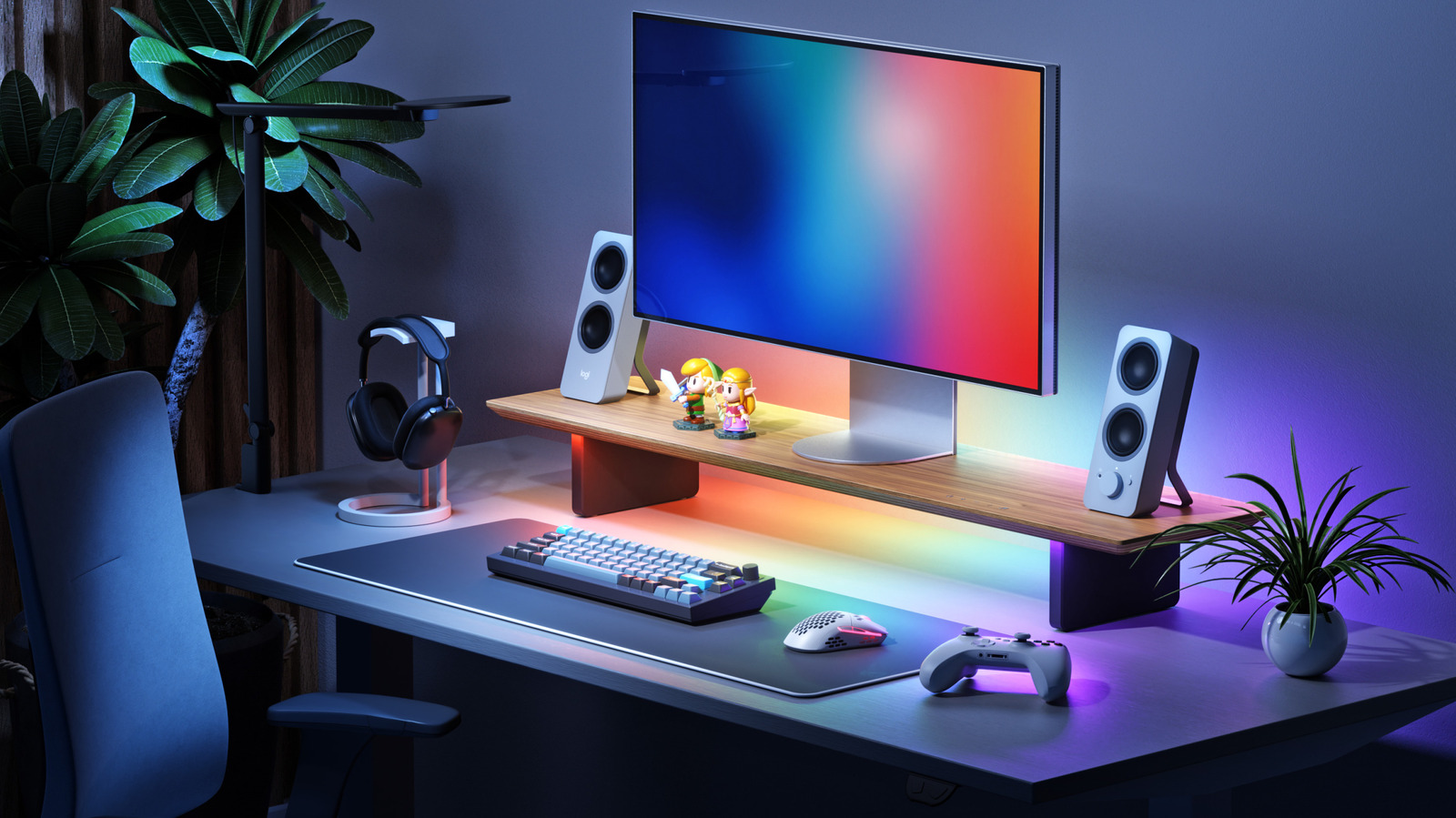 De monitorstandaard van Nanoleaf is een alles-in-één opstelling die uw bureauruimte opfleurt
