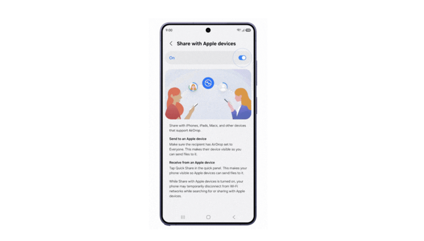 Samsung's Galaxy S26 krijgt vanaf vandaag Apple AirDrop-ondersteuning